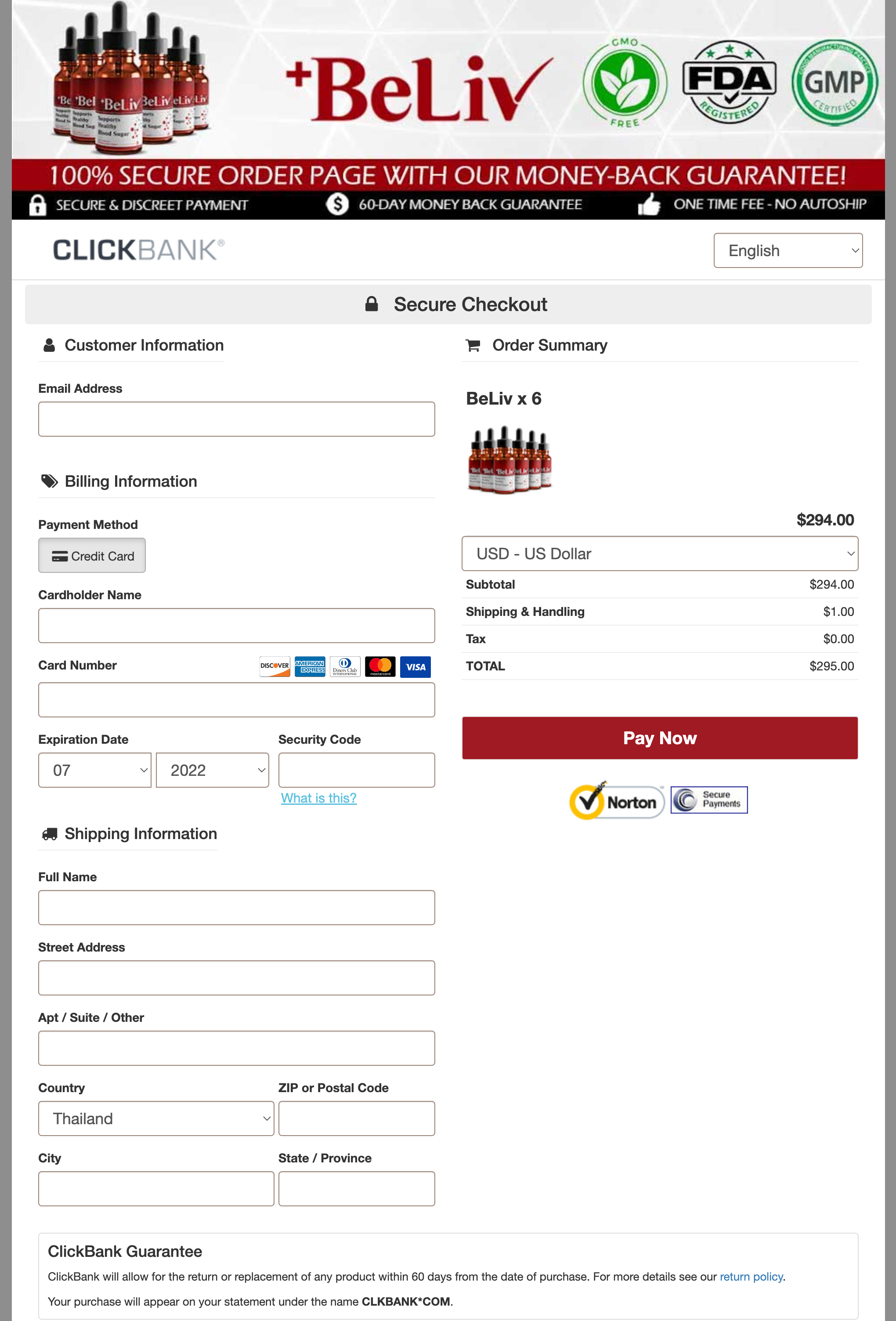 BeLiv - Order Page